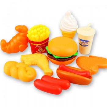 10PCS Miniature Food Kitchen Toy Set Pretend Play Do House Simulation Cooking Snack Hamburgers Educational Toys For Girl Kid
