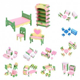 Kids Pretend Play Wooden Dollhouse Furniture Toys For Dolls Bedroom Kitchen Nursing Room Room Set Dolls Toys Gifts For  Children