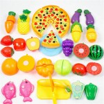 24PCS Children Play House Toy Cut Fruit Plastic Vegetables Pizza Kitchen Baby Classic Kids Toys Pretend Play set Educational Toy