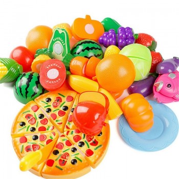 24PCS Children Play House Toy Cut Fruit Plastic Vegetables Pizza Kitchen Baby Classic Kids Toys Pretend Play set Educational Toy