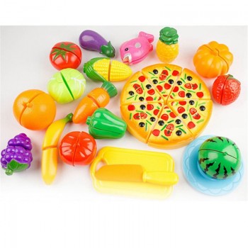 24PCS Children Play House Toy Cut Fruit Plastic Vegetables Pizza Kitchen Baby Classic Kids Toys Pretend Play set Educational Toy