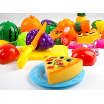 24PCS Children Play House Toy Cut Fruit Plastic Vegetables Pizza Kitchen Baby Classic Kids Toys Pretend Play set Educational Toy