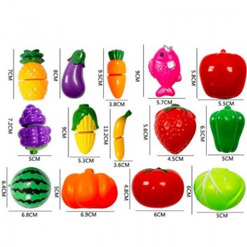 24PCS Children Play House Toy Cut Fruit Plastic Vegetables Pizza Kitchen Baby Classic Kids Toys Pretend Play set Educational Toy
