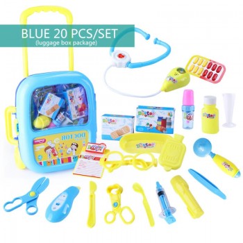 Huanger 23pcs Doctor Pretend Play Toys Luggage Juguetes for Child Medical Kid Baby Educational Box Light Role Gift Classic Toys