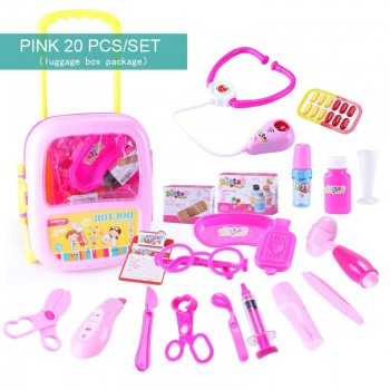 Huanger 23pcs Doctor Pretend Play Toys Luggage Juguetes for Child Medical Kid Baby Educational Box Light Role Gift Classic Toys