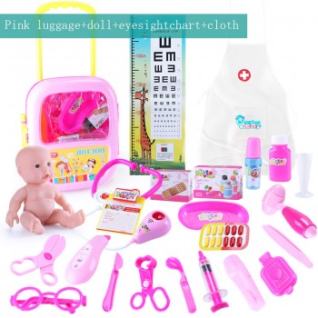 Huanger 23pcs Doctor Pretend Play Toys Luggage Juguetes for Child Medical Kid Baby Educational Box Light Role Gift Classic Toys