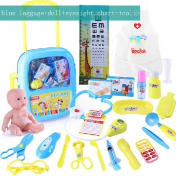 Huanger 23pcs Doctor Pretend Play Toys Luggage Juguetes for Child Medical Kid Baby Educational Box Light Role Gift Classic Toys