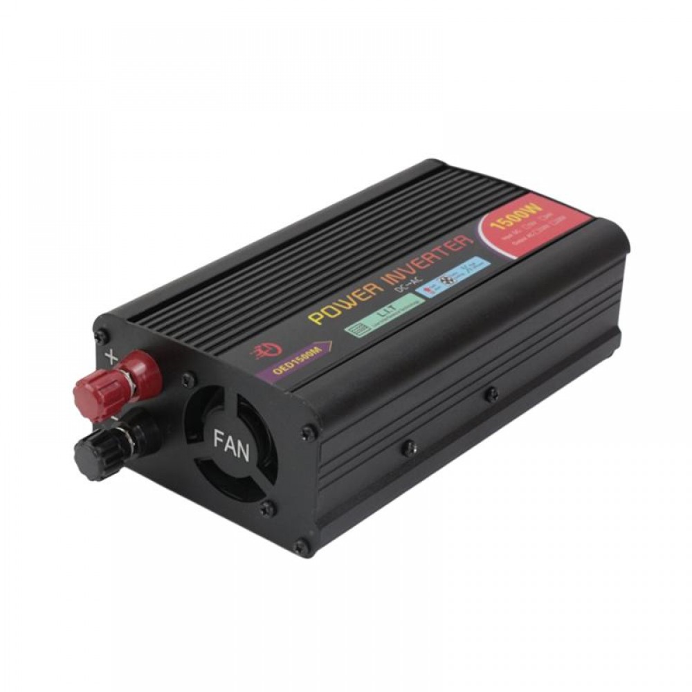 1pc 1500W 800W 300W Car Power Inverter 12V To 110V DC To AC Converter Car Power Supply Adapter Converter Auto Power (Black)