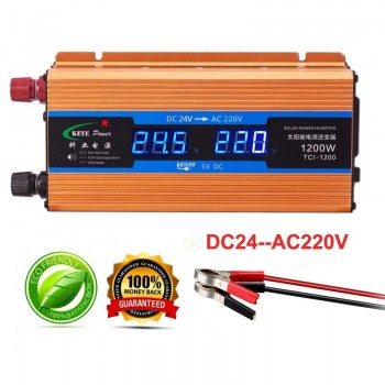 Professional 1200W Car inverter 24 V 220 V Voltage Converter 24v to 220v Car Charger Volts display Output 50Hz