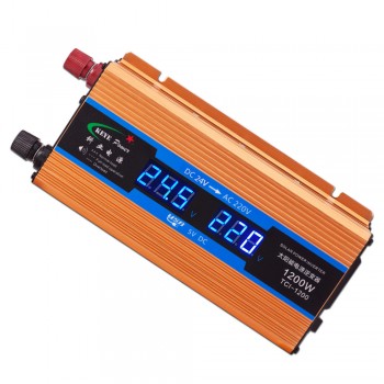 Professional 1200W Car inverter 24 V 220 V Voltage Converter 24v to 220v Car Charger Volts display Output 50Hz