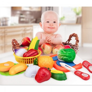 New 12Pcs/Set Safe Children Play House Toy Cut Fruit Plastic Vegetables Kitchen Classic Baby Kids Toys Pretend Educational Toys