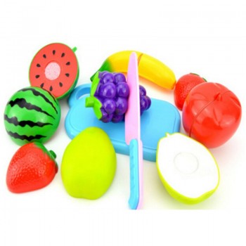 New 12Pcs/Set Safe Children Play House Toy Cut Fruit Plastic Vegetables Kitchen Classic Baby Kids Toys Pretend Educational Toys