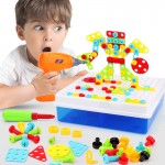 Kids Drill Screw Nut Puzzle Toys Creative Educational Toys Plastic Assembled Mosaic Design Tools Kit Toys Drill Boys Toys