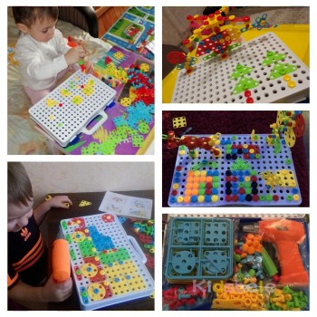 Kids Drill Screw Nut Puzzle Toys Creative Educational Toys Plastic Assembled Mosaic Design Tools Kit Toys Drill Boys Toys
