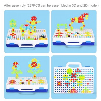 Kids Drill Screw Nut Puzzle Toys Creative Educational Toys Plastic Assembled Mosaic Design Tools Kit Toys Drill Boys Toys