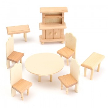 Dollhouse Miniature Unpainted Wooden Furniture Suite 1/24 Scale Model Doll Toys Kids Toys For Children Pretend Play Novelty Gift