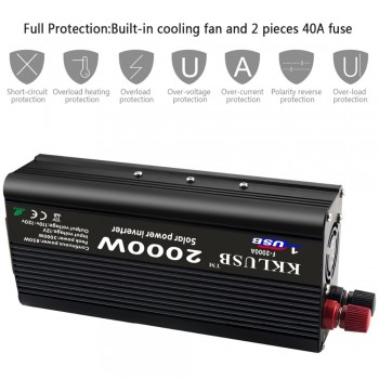 2000 W Car Inverter DC 12 V To AC 110 V Charger Converter Sturdy and Durable Vehicle Power Over-voltage protection Supply Switch