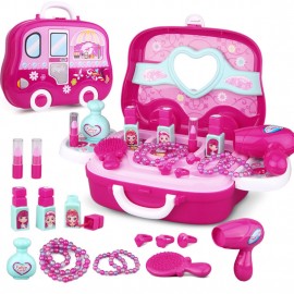 New Children Pretend Play Kid Make Up Toys Makeup Set Hairdressing Simulation Plastic Toy For Girls Dressing Cosmetic Travel Box