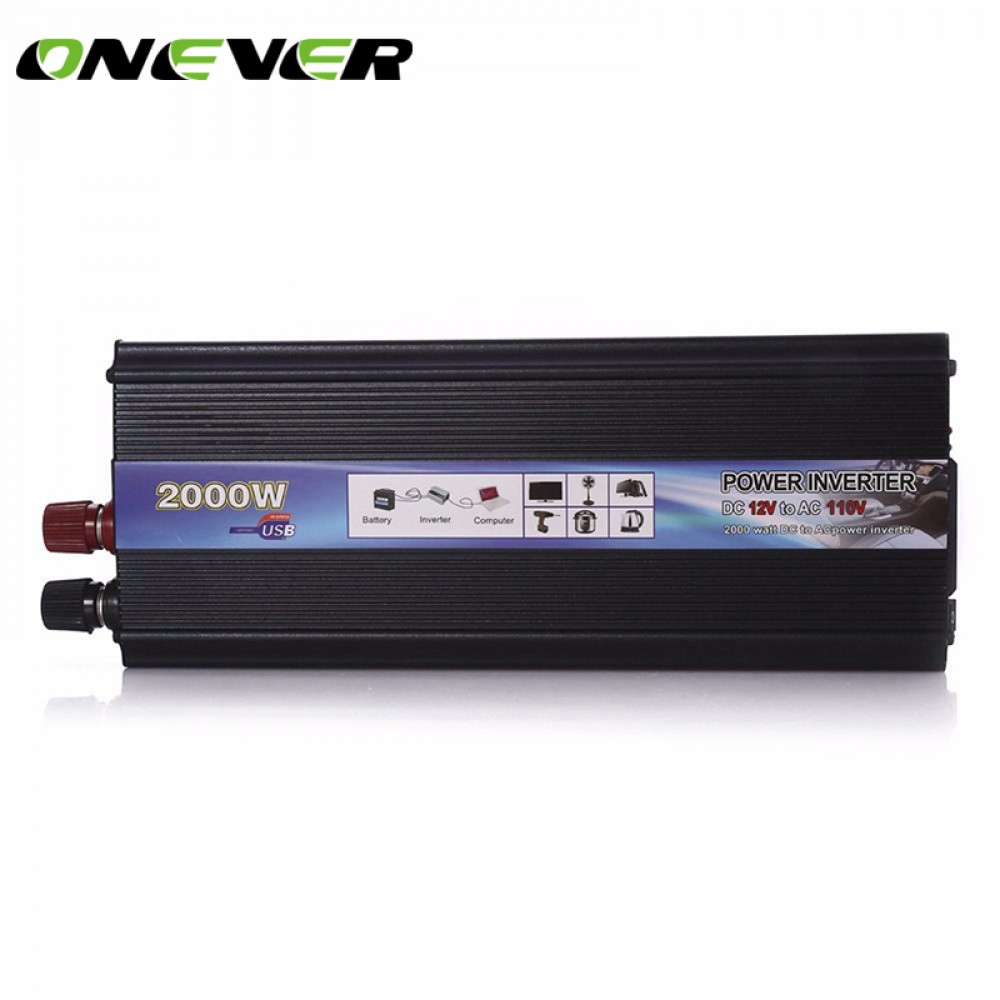 Onever Car Inverter 2000W DC 12V/24V to AC 110V/220V Power Inverter Charger Converter Sturdy Durable Vehicle Power Supply Switch