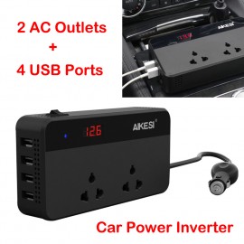 1pc Power Converter Car Inverter DC 12V To AC 110V 120W Converter With 2.4A 4-Ports USB Car Charger Adapter Digital Display