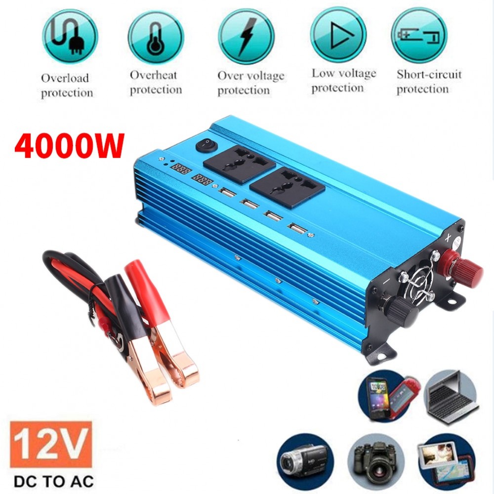 4000W Peak 4USB High Performance Portable Converter Car Inverter Solar Power Inverter Power Supply Charger Outdoor