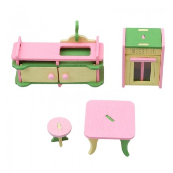 1 Set Wooden Pretend Play DollHouse Furniture Wood Dolls Miniature Fun Furniture Toys Baby Kids Room Play Toy Furniture For Doll