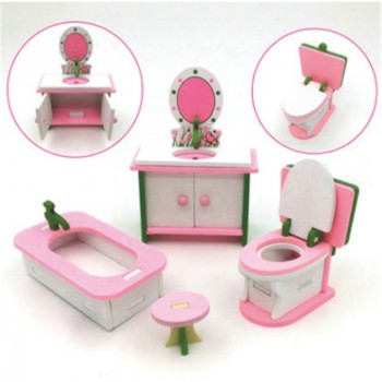1 Set Wooden Pretend Play DollHouse Furniture Wood Dolls Miniature Fun Furniture Toys Baby Kids Room Play Toy Furniture For Doll