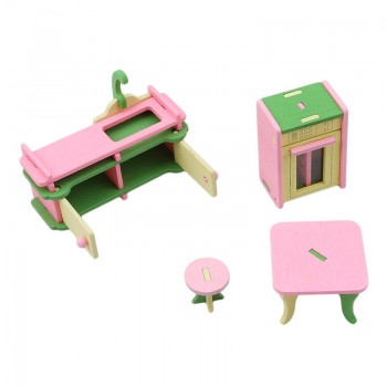 1 Set Wooden Pretend Play DollHouse Furniture Wood Dolls Miniature Fun Furniture Toys Baby Kids Room Play Toy Furniture For Doll