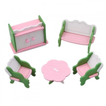1 Set Wooden Pretend Play DollHouse Furniture Wood Dolls Miniature Fun Furniture Toys Baby Kids Room Play Toy Furniture For Doll