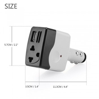Onever DC 12V to AC 220V Car Power Inverter Converter 6W Car Auto Charger power Adapter With USB for Smartphone Tablet MP3 black