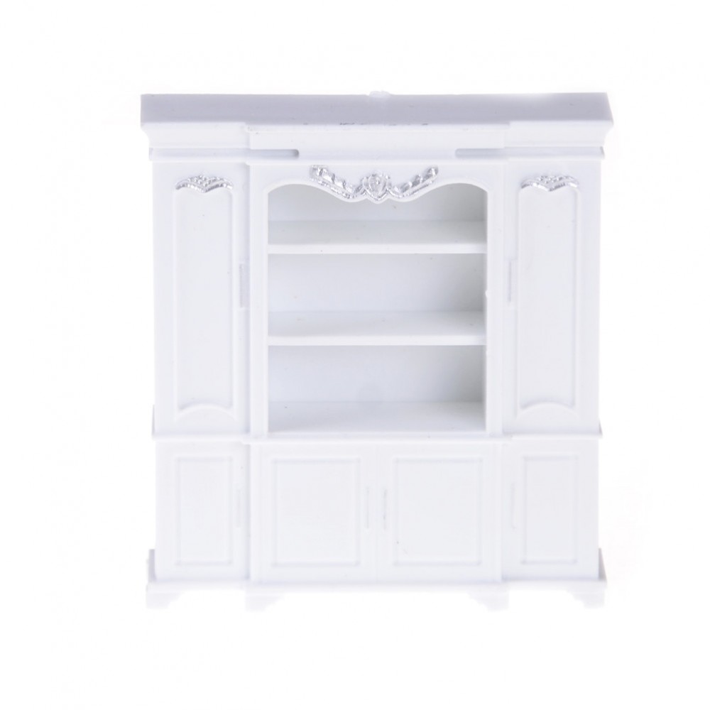 Newest 60*20*67mm 1/12 Dollhouse Miniature Furniture Multifunction Wood Cabinet Bookcase White