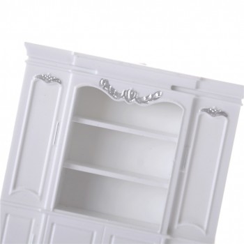 Newest 60*20*67mm 1/12 Dollhouse Miniature Furniture Multifunction Wood Cabinet Bookcase White