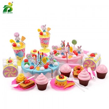 110 Pcs Girls Birthday Cake Set DIY Pretend Play Miniature cookies Food Utensils Cutting Kitchen Toy For Kids Christmas Gifts