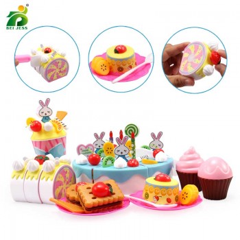 110 Pcs Girls Birthday Cake Set DIY Pretend Play Miniature cookies Food Utensils Cutting Kitchen Toy For Kids Christmas Gifts