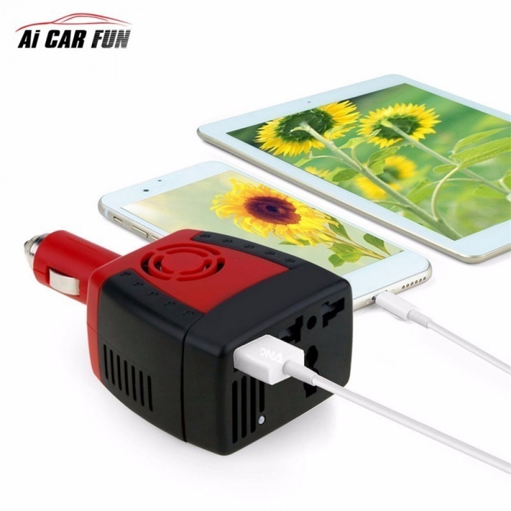 DC 12 V - AC 220 V Car inverter USB Power Supply Laptop Mobile Phone Charger Universal Socket 150W 2100mA Converter Transformer
