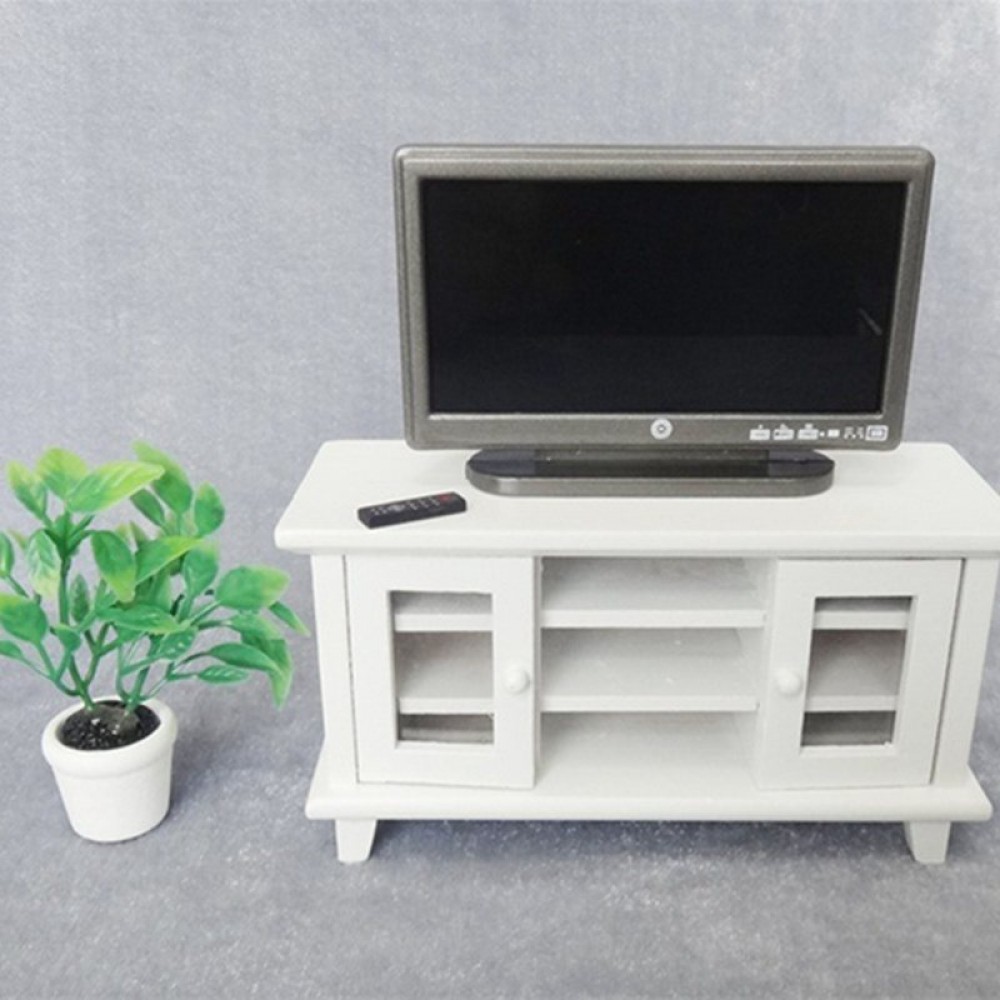 1:12 Dollhouse Miniature TV and Remote Cute mini Grey Flat-Panel LCD Television Living Room Furniture Accessory LTT9843