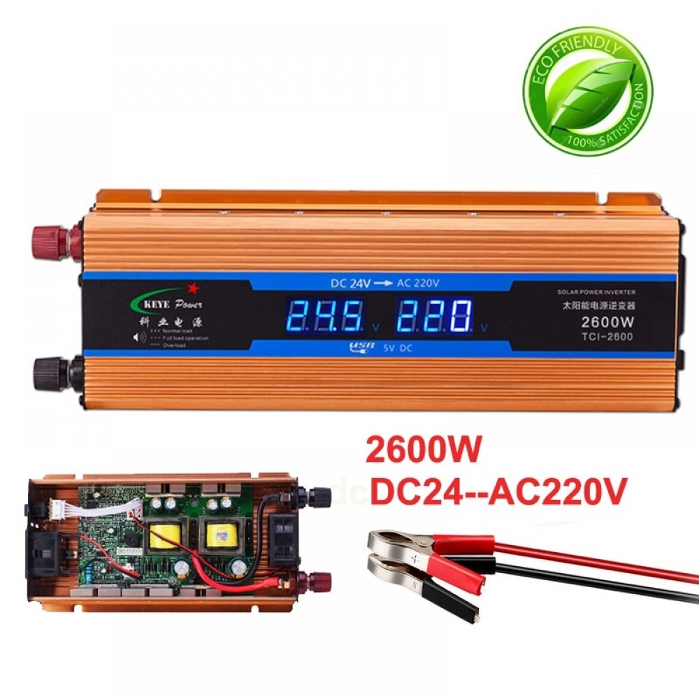 Professional 2600W Car Inverter Power Suppl Converter DC 24V to AC 220V Automobiles Voltage inversor Car USB Charger inverter