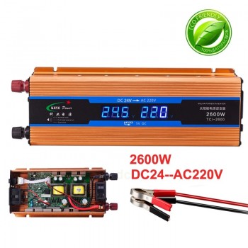 Professional 2600W Car Inverter Power Suppl Converter DC 24V to AC 220V Automobiles Voltage inversor Car USB Charger inverter