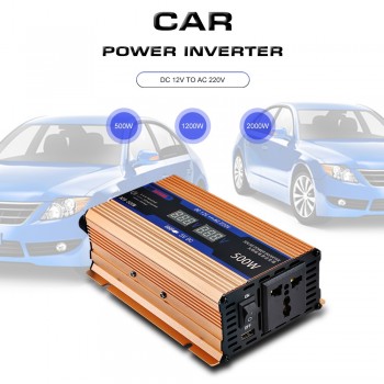 USB Inverter 12V 220V 500W 1200W 2000W Portable Pure Sine Wave Power Inverter DC 12V To AC 220V For Cars Home