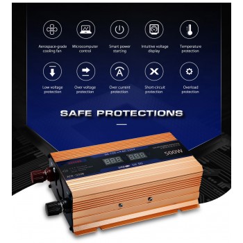 USB Inverter 12V 220V 500W 1200W 2000W Portable Pure Sine Wave Power Inverter DC 12V To AC 220V For Cars Home
