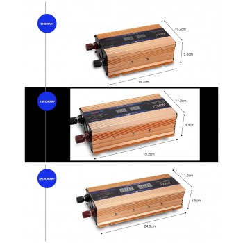 USB Inverter 12V 220V 500W 1200W 2000W Portable Pure Sine Wave Power Inverter DC 12V To AC 220V For Cars Home