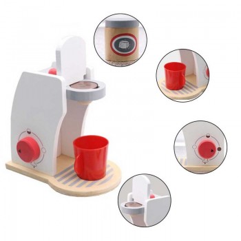 Baby Wood Pretend Play Sets Toys Simulated Coffee Machine With Milk Coffee Beans Sugar Brewing Coffee Restaurant Kitchen Toys
