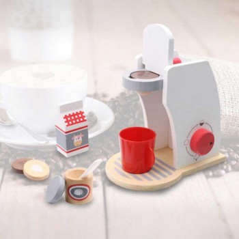 Baby Wood Pretend Play Sets Toys Simulated Coffee Machine With Milk Coffee Beans Sugar Brewing Coffee Restaurant Kitchen Toys