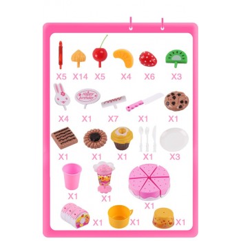 75Pc DIY Pretend Play Fruit Cutting Birthday Cake Kitchen Toys Set Food Juguete Toy Pink Blue Gift for Girls Kids Children