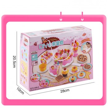 75Pc DIY Pretend Play Fruit Cutting Birthday Cake Kitchen Toys Set Food Juguete Toy Pink Blue Gift for Girls Kids Children