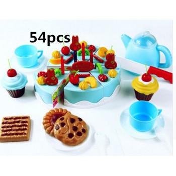 75Pc DIY Pretend Play Fruit Cutting Birthday Cake Kitchen Toys Set Food Juguete Toy Pink Blue Gift for Girls Kids Children