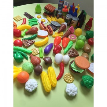 120pcs/Set Simulation Food Fruit Vegetable Seasoning Pretend Play Toys Educational Kid Kitchen Fun Dollhouse Miniature Toy DM012