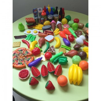 120pcs/Set Simulation Food Fruit Vegetable Seasoning Pretend Play Toys Educational Kid Kitchen Fun Dollhouse Miniature Toy DM012