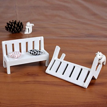 Mini Wooden Bench Dolls House Miniature Garden Dollhouse Furniture Accessory