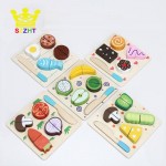 Wooden Toy Kitchen Cut Fruits Vegetables Dessert Kids Cooking Kitchen Toy Food Pretend Play Puzzle Educational Toys for Children